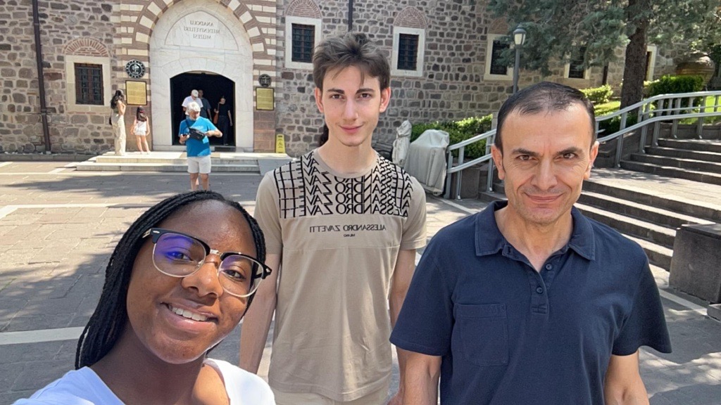 NSLI-Y student with host brother and host father in Turkiye.
