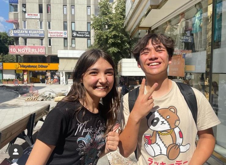 Turkish student with his language partner