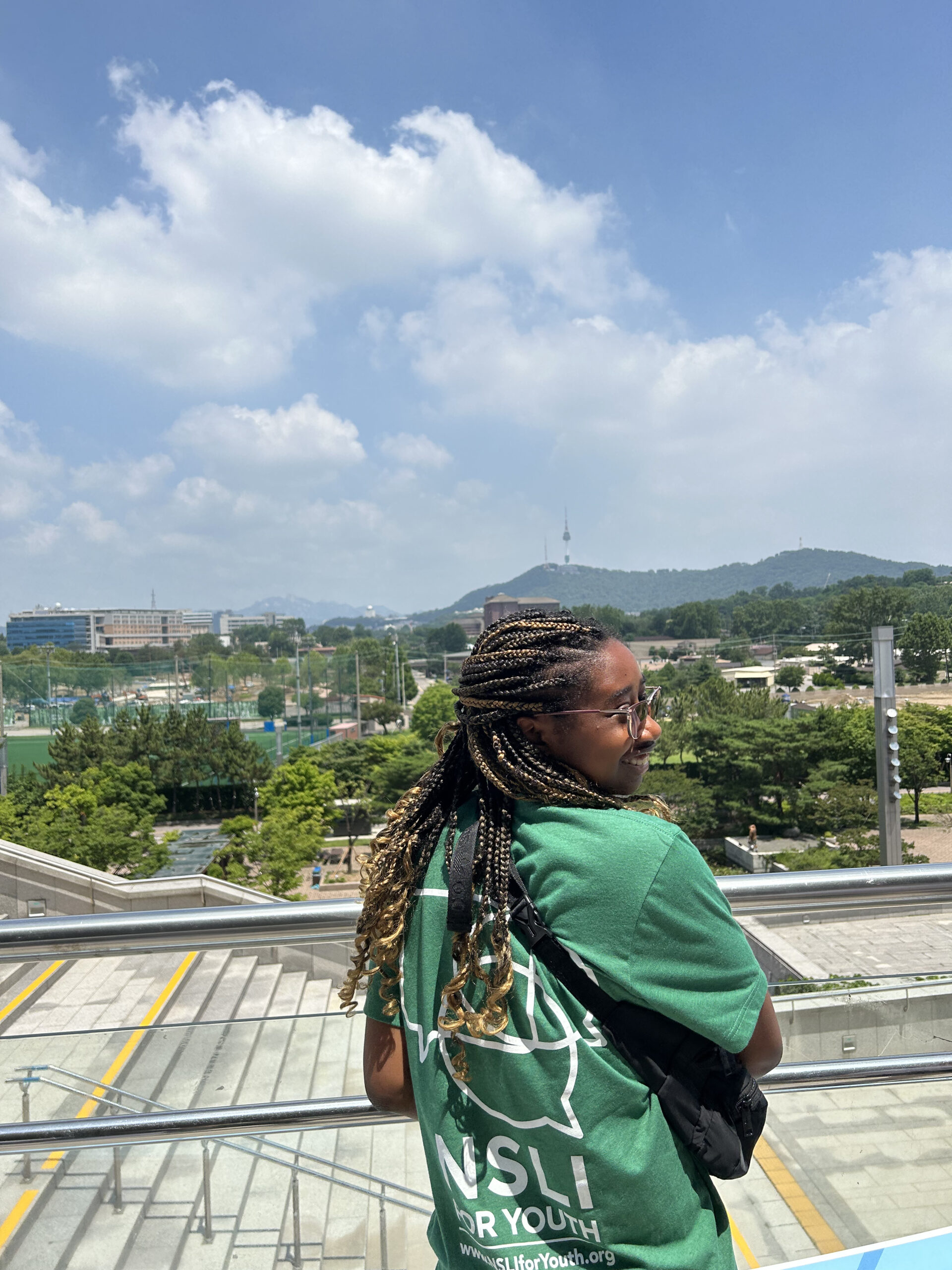 Arianna looking out over the city
