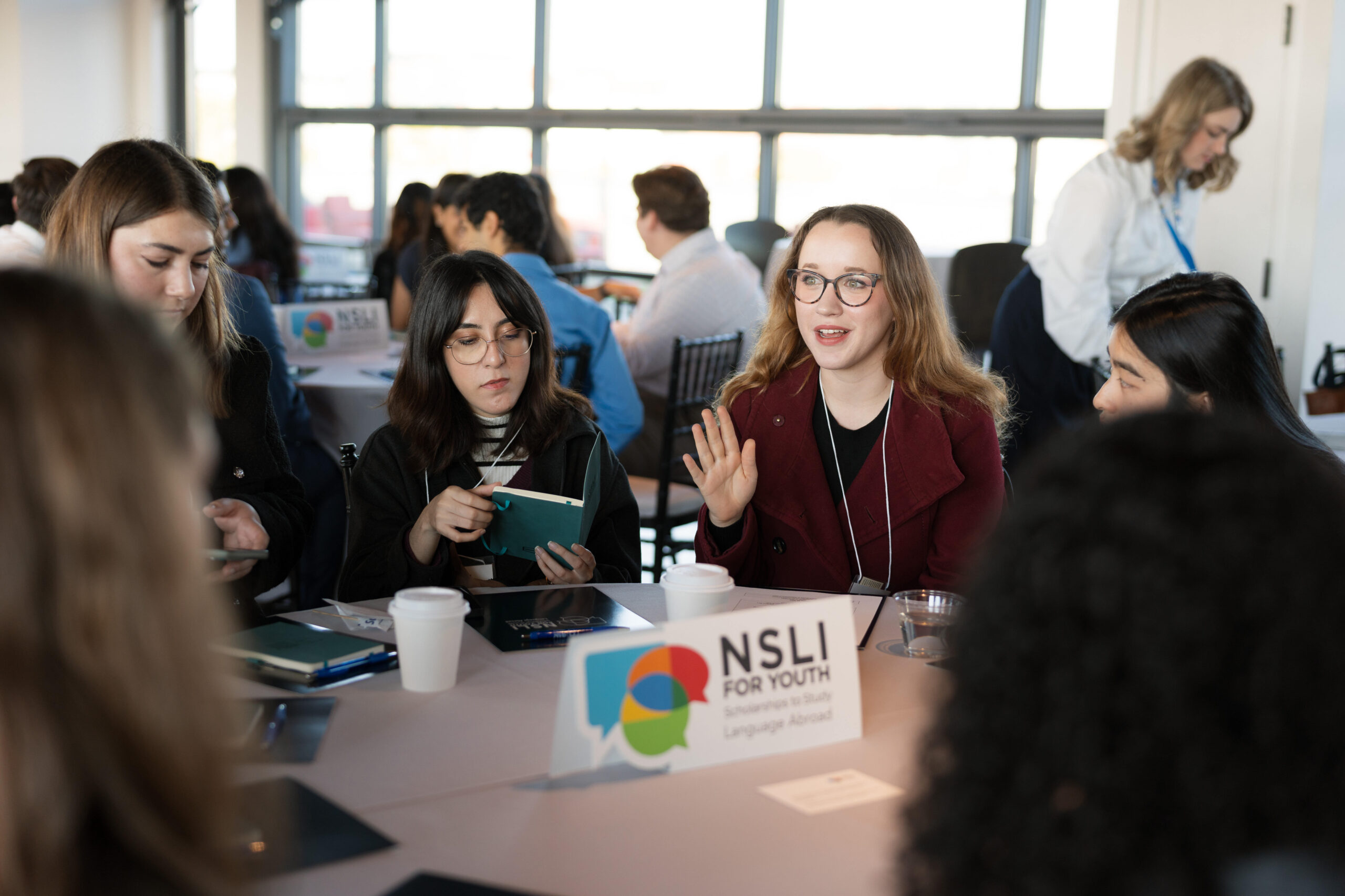 NSLI-Y alumni gather around a table