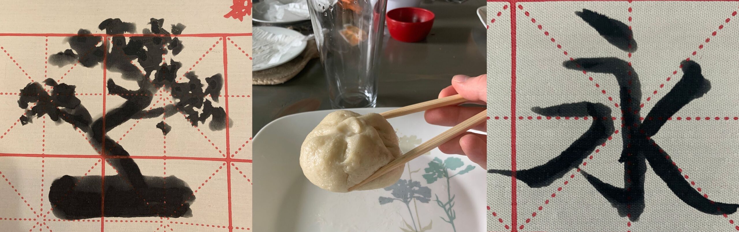 A banner image showing dumplings Gabe made during his NSLI-Y VSI experience as well as calligraphy and art that Gabe created.