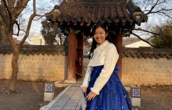 Jessey poses in traditional Korean hanbok.