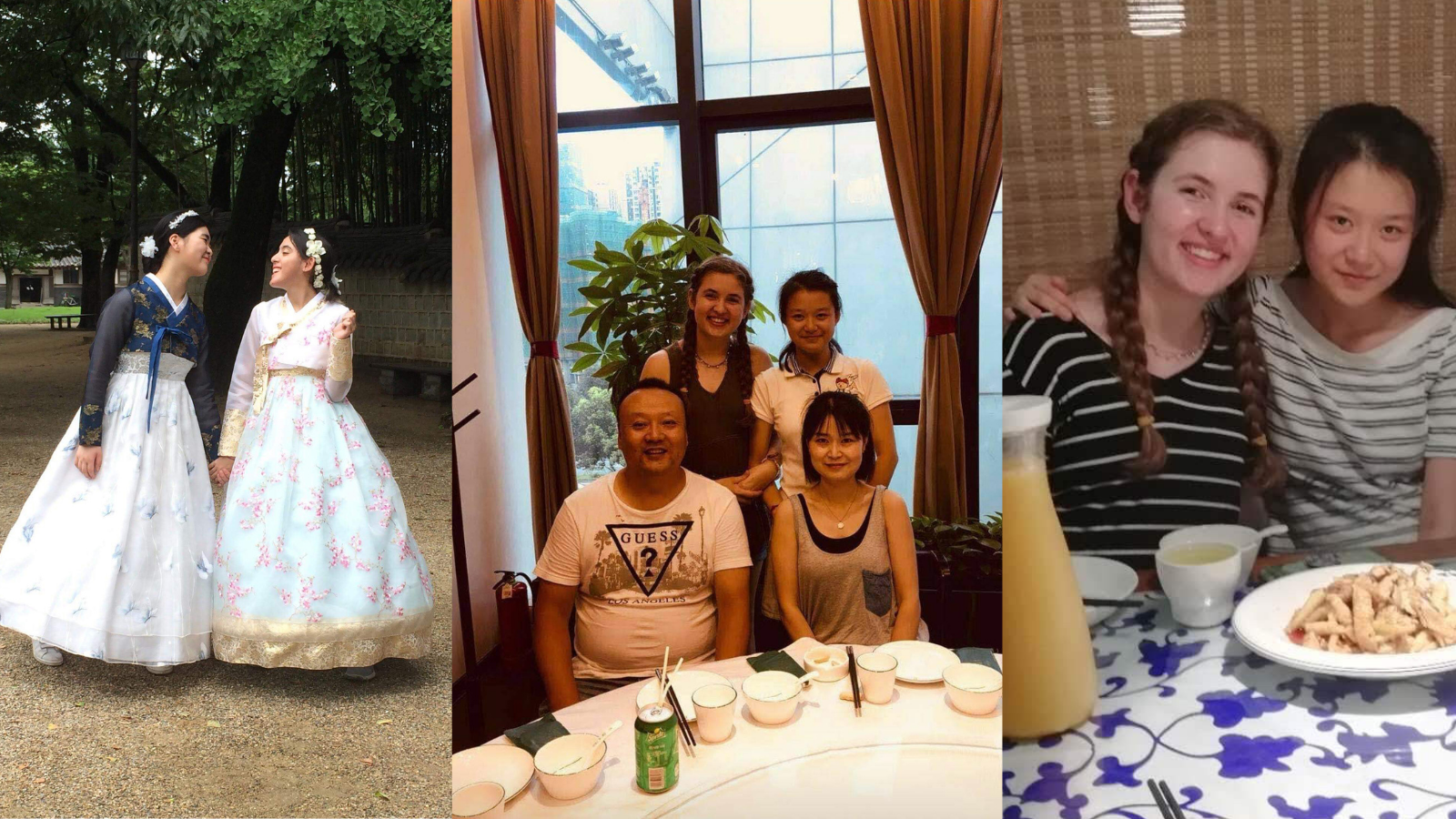 Images compiled of Meredith and Alejandra spending time with their host families