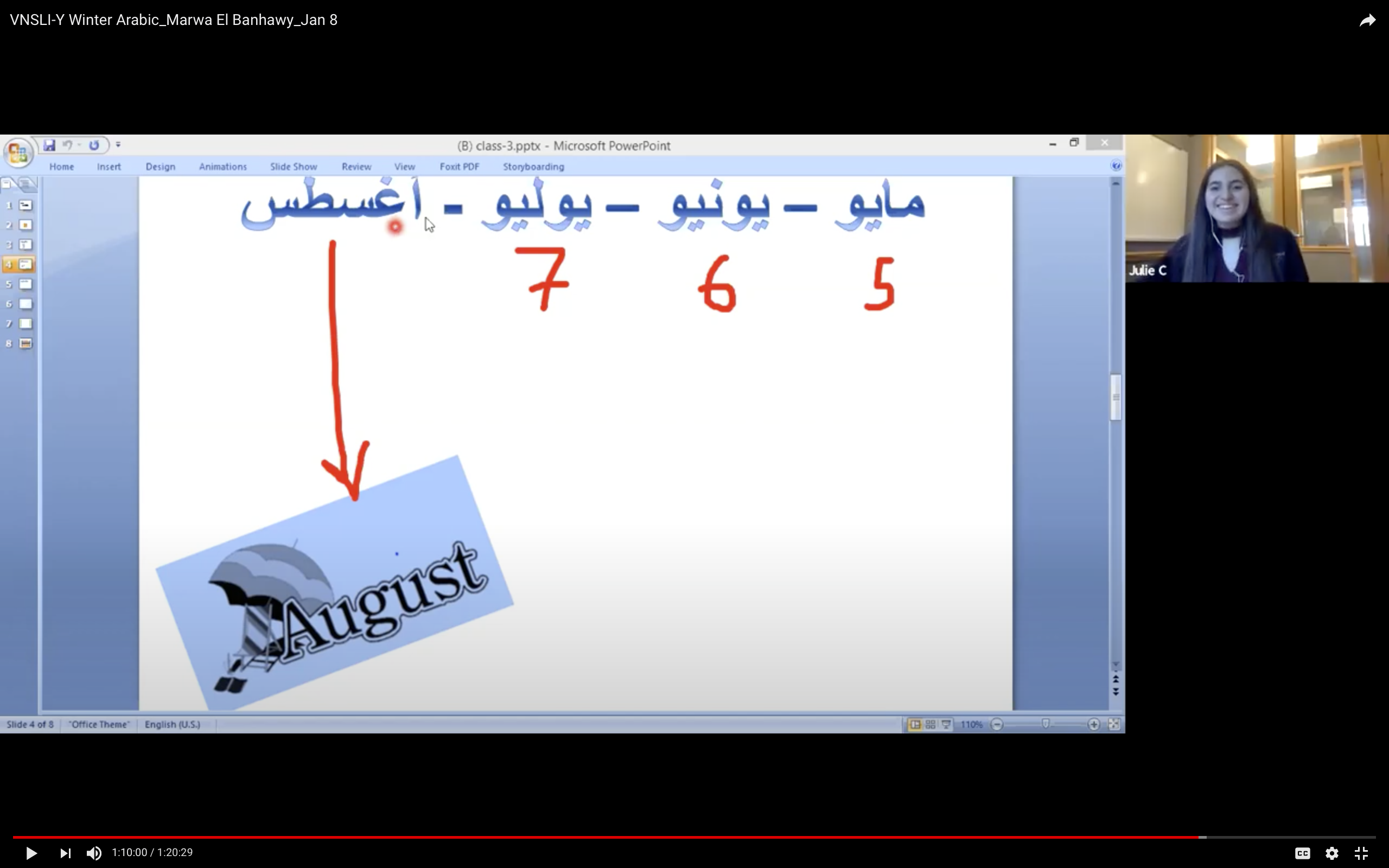An image of a virtual Arabic class