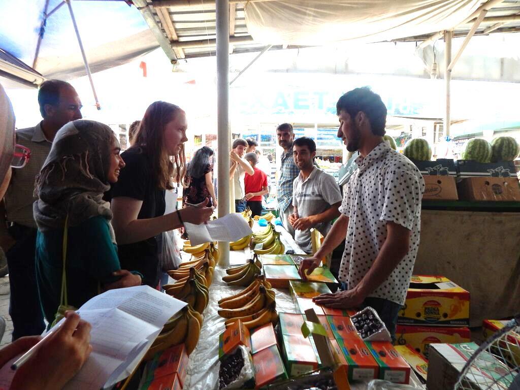 Image of NSLI-Y students at an outdoors market in Tajikistan