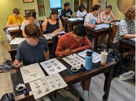 NSLI-Y students practicing Chinese script in class