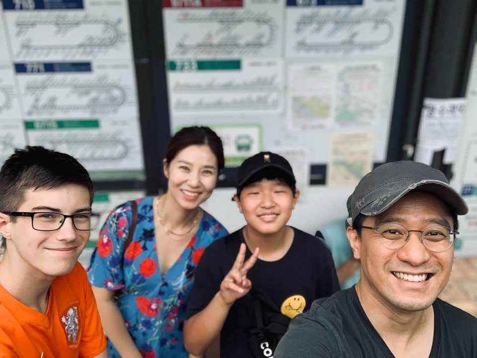 Dominic with his host family in Korea