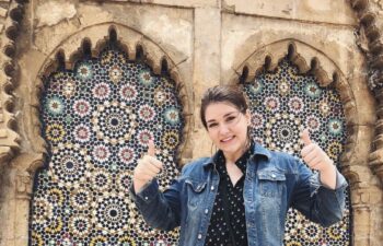 Here Clare is in front of Moroccan zellige tile fountains during her 2018 NSLI-Y experience.